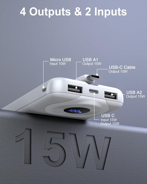 Power Bank High-Speed Charging 10000mAh, Portable Charger Dual Current Mode Phone Battery Pack with USB C Input & Output, PowerBank Triple 3A for iPhone iPad Samsung Xiaomi Android Long Life Recharge