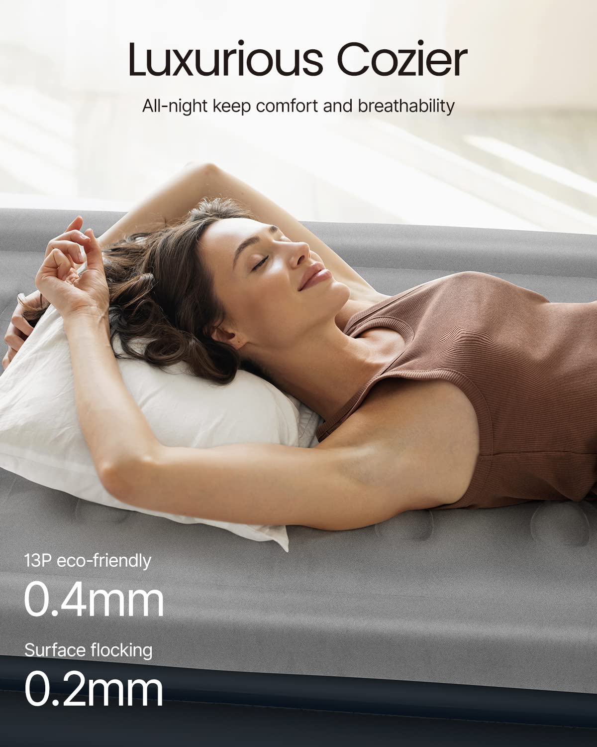 iDOO Single Air Bed, Inflatable Mattress with Built-in Electric Pump, 3 Mins Quick Self-Inflation/Deflation Guest Air Mattress, Blow Up Camping Bed