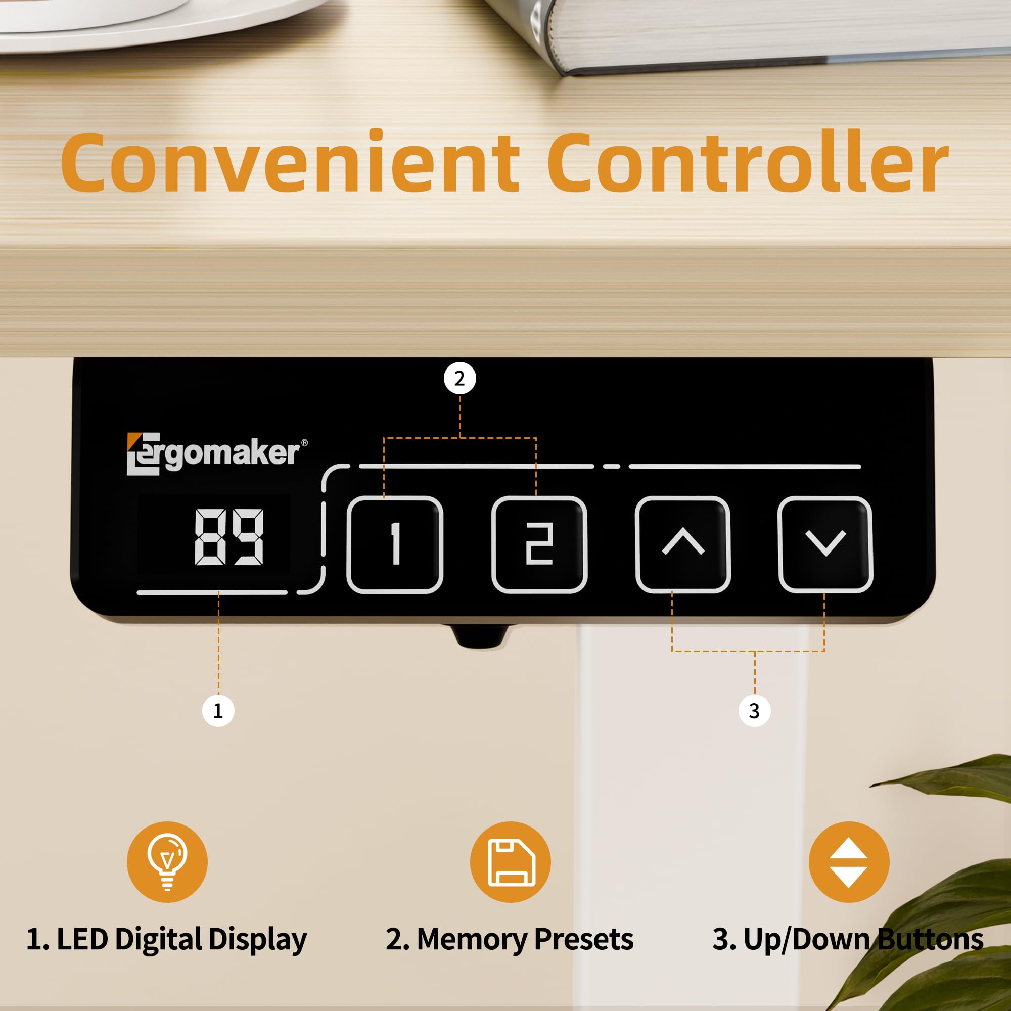 ERGOMAKER Electric Height Adjustable Standing Desk 80x60cm (31.5"x23.6"), Sit Stand Desk with Splicing Top for Home Office (Black Frame + Black Desktop)