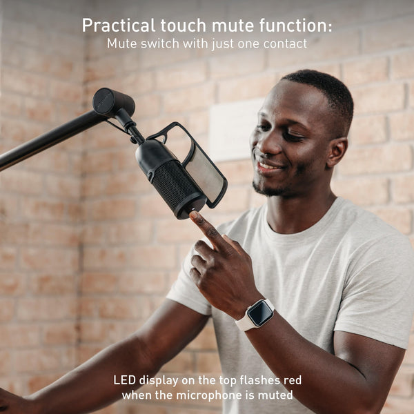 CHERRY UM 3.0, USB Microphone for Podcasts, Streaming, Home Office, Cardioid Characteristic, Headphone Connection, Compatible with PC/Mac/PS4/PS5, Black