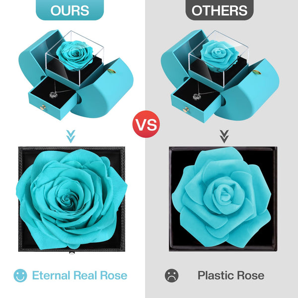 Firestyle Preserved Real Rose, Gift Box with I Love You Necklace, Handmade Eternal Flower Gifts for Her Woman Wife Girlfriend on Birthday,