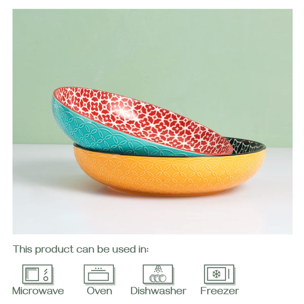 DOWAN Large Serving Dishes, 2773ml Turkey Platter for Entertaining, Christmas, ?29.5cm Ceramic Serving Plate Bowls for Fruit Salad Pasta, Vibrant