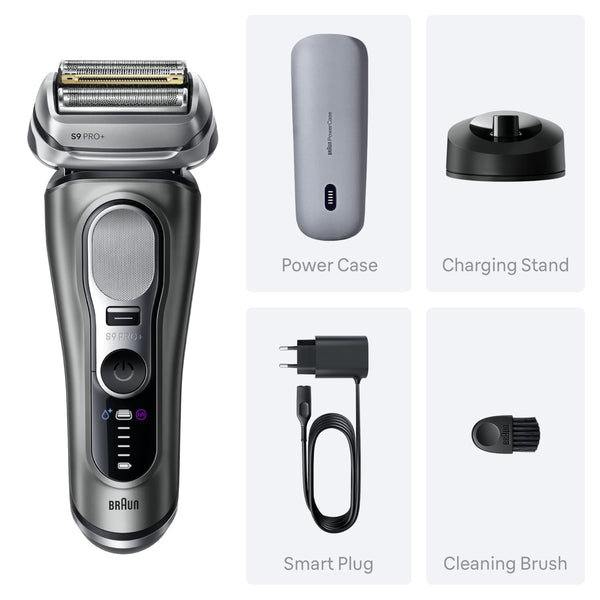 Braun Series 9 PRO+ Electric Shaver, 5+1 Ultra Thin Precision Blades, Pro SensoAdapt, Up to 60 min, Charging Stand, Wet & Dry Foil Razor for Men, 9610SI, Black