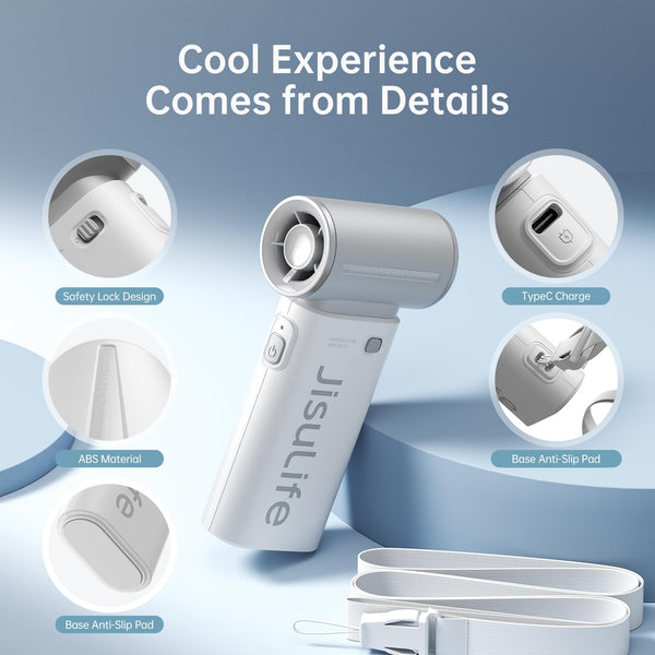 JISULIFE Portable Handheld Fan Life9, Turbo Power High Speed Air [18H Max Cooling Time], 5 Gear Wind, 5000mAh Rechargeable, Mini Pocket Design, Personal Fan for Travel Concerts Camping Makeup - Black