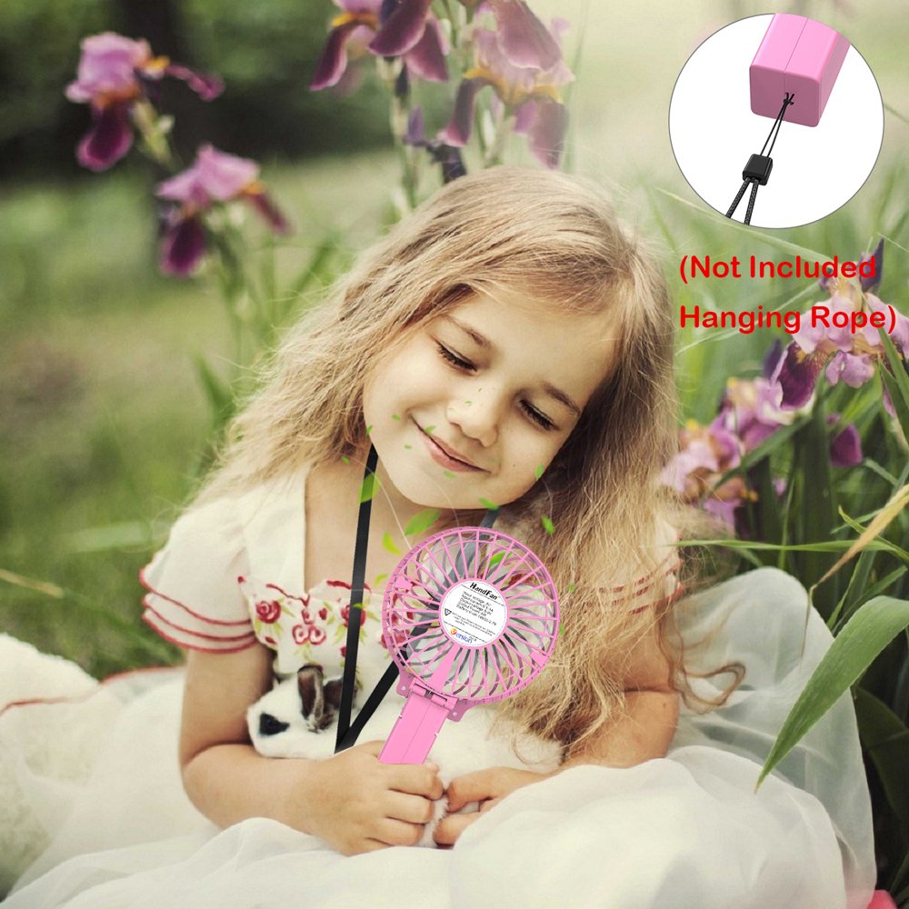 VersionTech Hand Held Fan,Portable Handheld USB Rechargeable Fans with 3 Speeds,Battery Operated Electric Powered Mini Foldable Desk Desktop Fans for Home Office Ceiling Travel Black