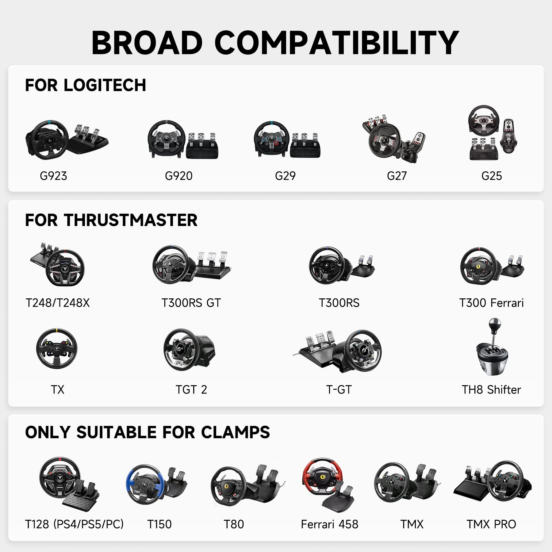 CO-Z Steering Wheel Stand, Height Adjustable Racing Wheel Stand with LED Light Strip, Foldable Gaming Simulator Cockpit Compatible with Logitech G920 G27 G25 G29 Thrustmaster T80 T150 TX F430