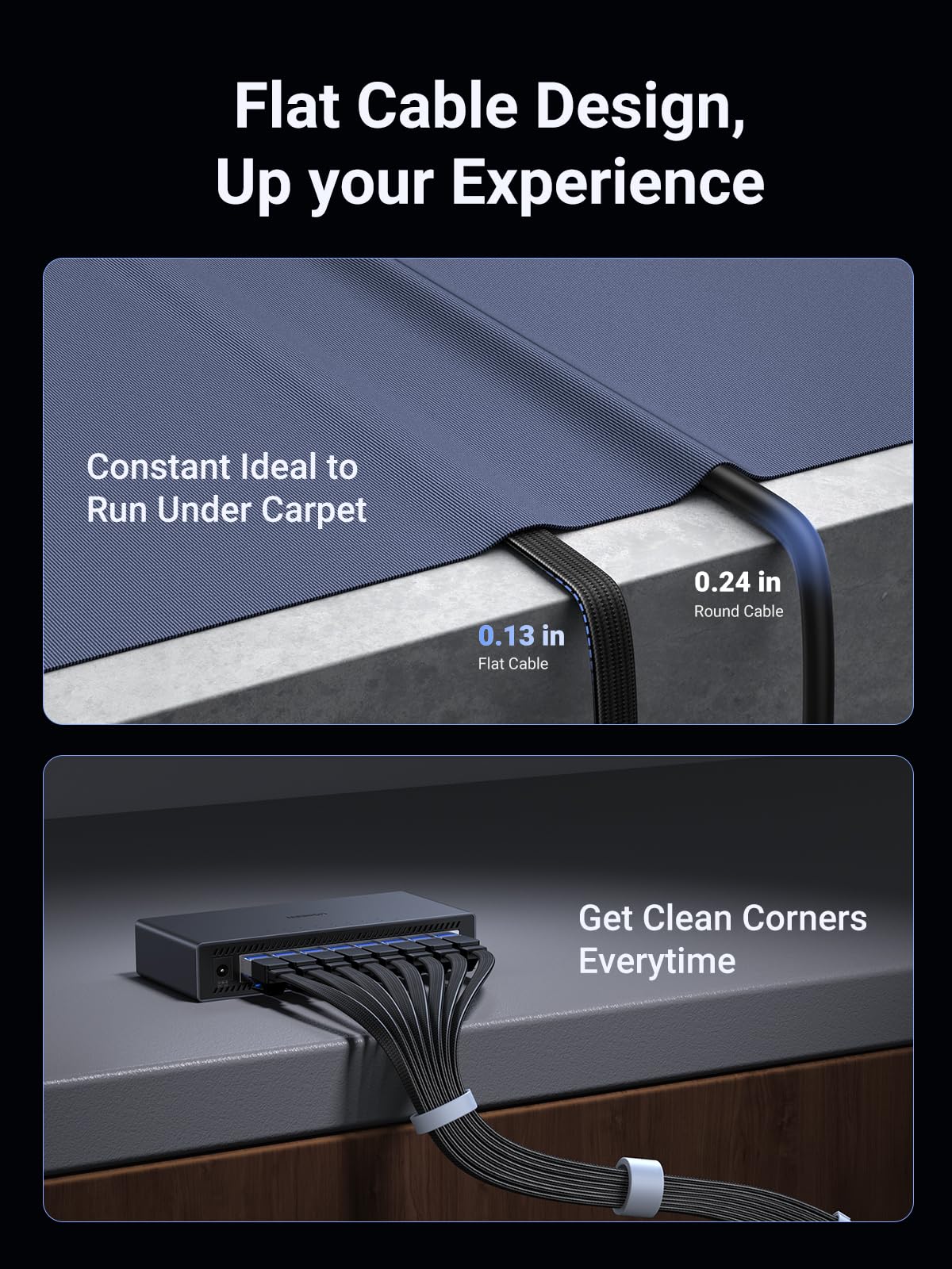 UGREEN Ethernet Cable 5M, Cat 8 Internet Cable Flat High-Speed 40Gbps 2000Mhz Network Cable, Gigabit Braided RJ45 LAN Cable Patch Cord Compatible for PC/Laptop, PS5, Xbox, Modem, Router, Switch, TV