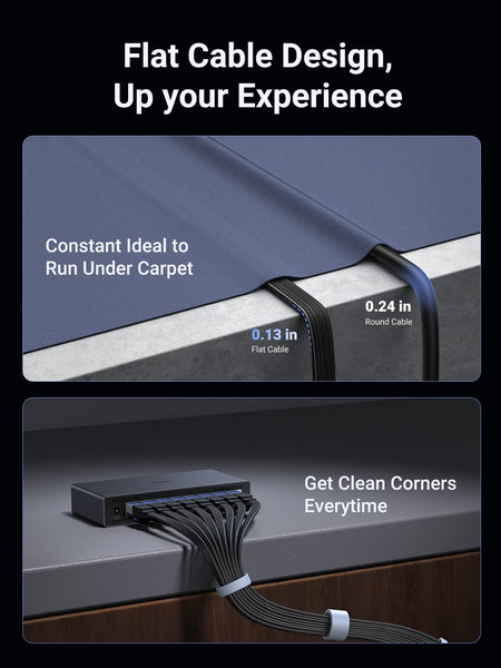 UGREEN Ethernet Cable 5M, Cat 8 Internet Cable Flat High-Speed 40Gbps 2000Mhz Network Cable, Gigabit Braided RJ45 LAN Cable Patch Cord Compatible for PC/Laptop, PS5, Xbox, Modem, Router, Switch, TV