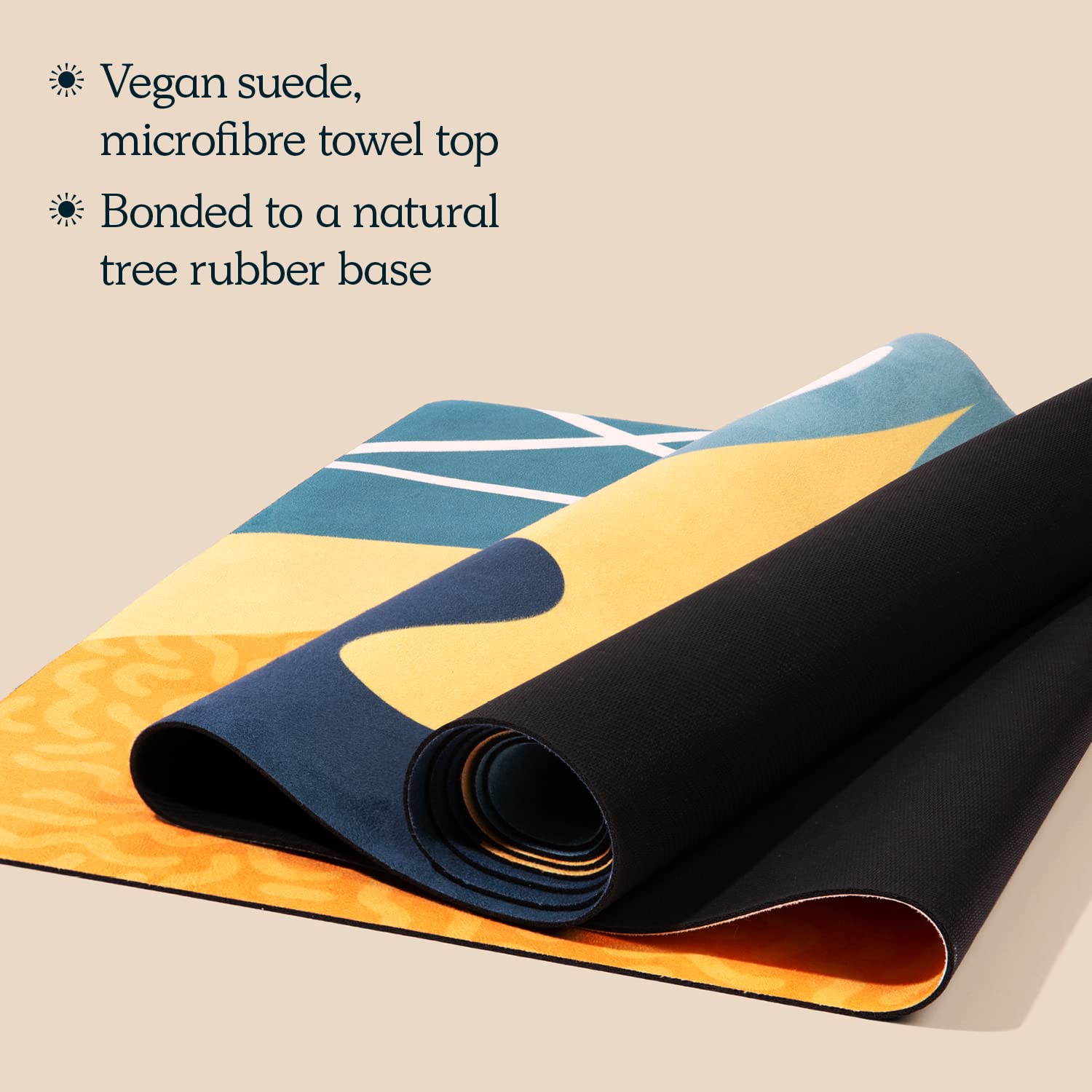 Downward Frog Printed Yoga Mat for Hot Yoga, Bikram, Thick Fitness & Pilates Mat for Comfort - Eco Natural Rubber, Vegan, Microfibre Towel Surface,