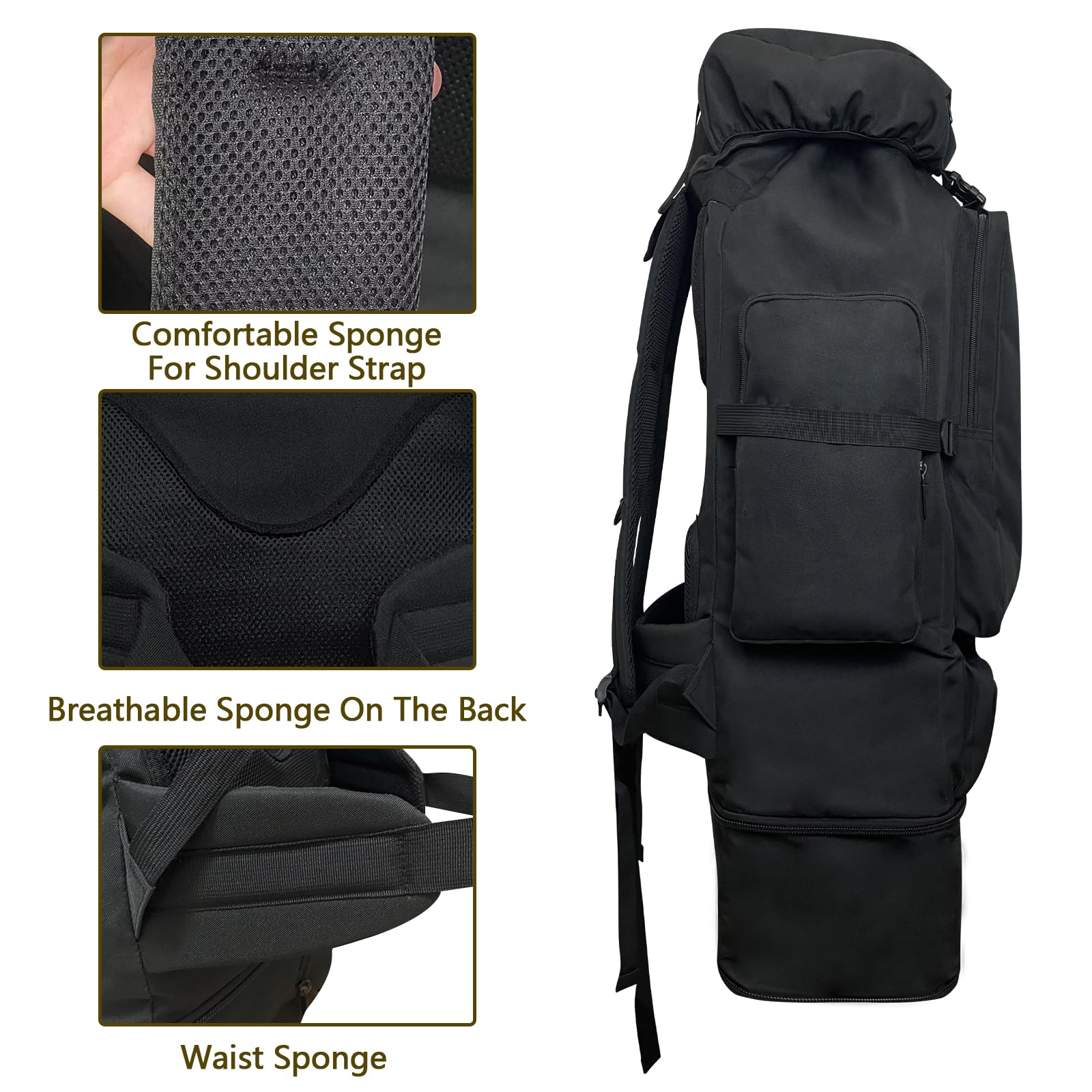 Wesoke 80L 100 liters Camping Hiking Backpack for Men, Extra Large Survival Hunting Backpack, Waterproof Big Molle Military Tactical Rucksack, Oversized Outdoor Sport Travel Daypack