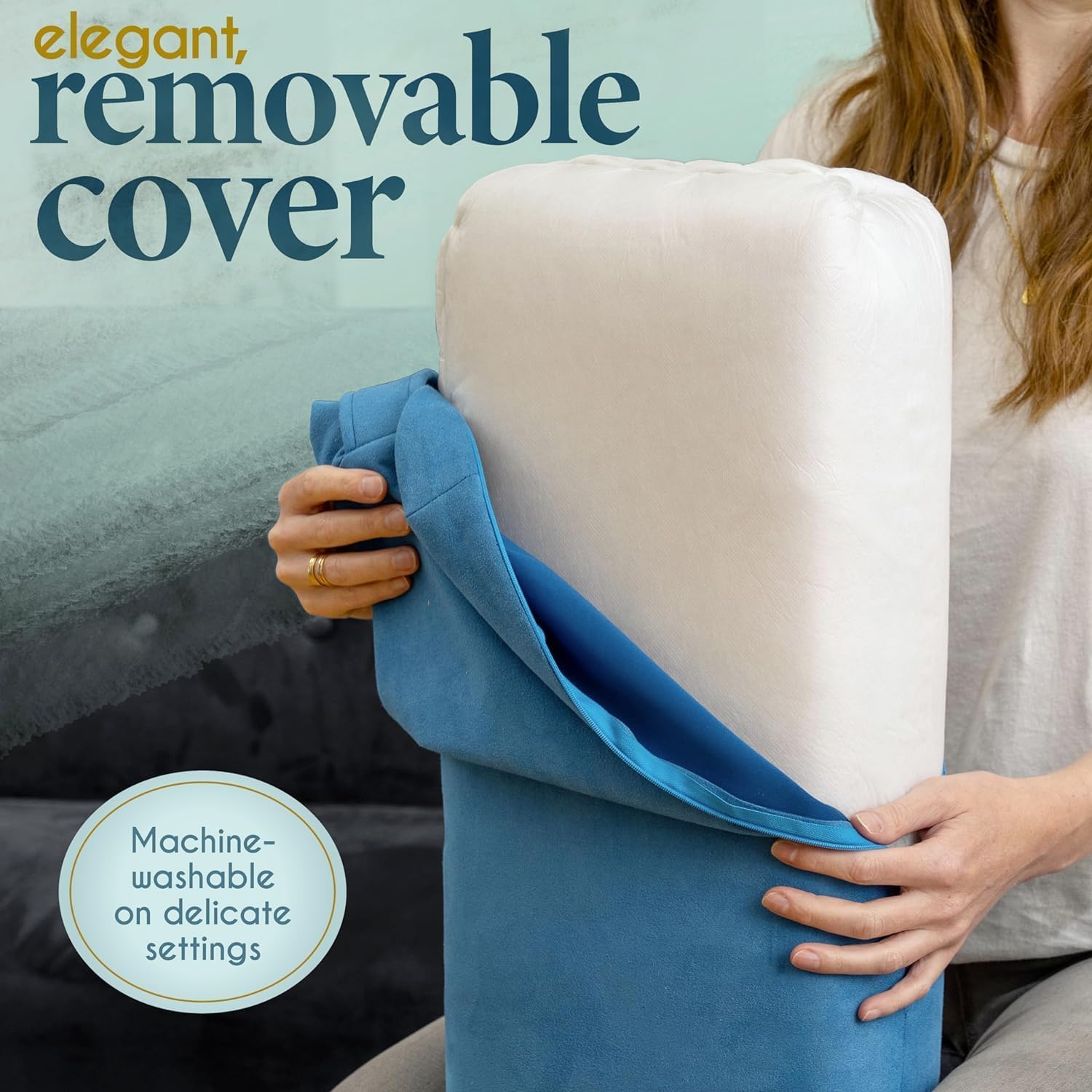 Florensi Yoga Bolster Pillow-Luxurious Velvet Bolster for Restorative Yoga-Large Rectangular Cushion with Carry Handle-Supportive Meditation