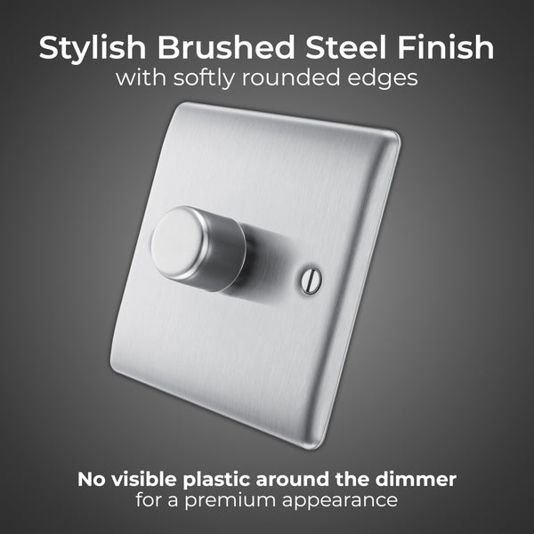 BG Electrical Cooker Switch with Socket and LED, Cooker Control Unit, Control Socket, Double Pole, Raised Profile, Round Edges, Nexus Metal, Brushed Steel, Grey Inserts, 45A, NBS70G