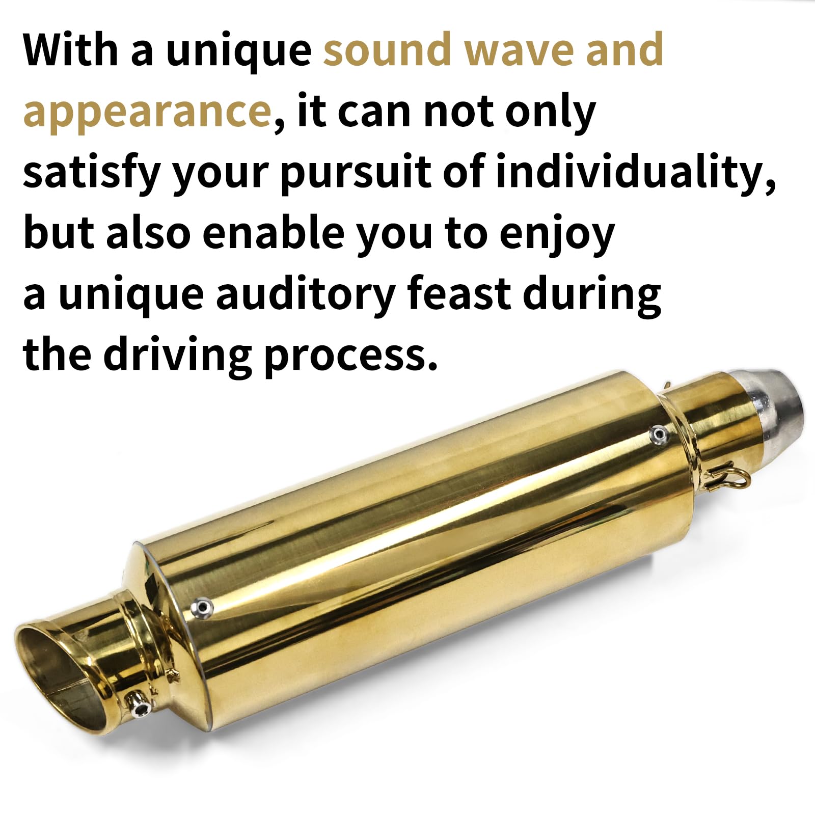 38mm 51mm Universal Motorcycle Golden Muffler Exhaust Stainless Steel Slip on Exhaust Pipe 1.5" 2" for Dirt Bike Street Bike Scooter ATV