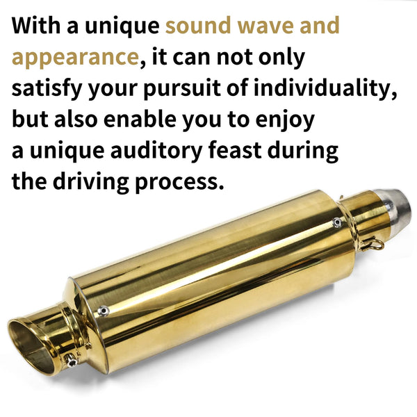 38mm 51mm Universal Motorcycle Golden Muffler Exhaust Stainless Steel Slip on Exhaust Pipe 1.5" 2" for Dirt Bike Street Bike Scooter ATV