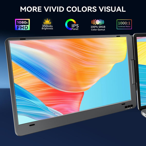 KPKUE Laptop Screen Extender, 14" 1080P FHD IPS Dual Portable Monitor for Laptop, Compatible with 11.6" -15.6" Laptops (Mac Windows Chrome)