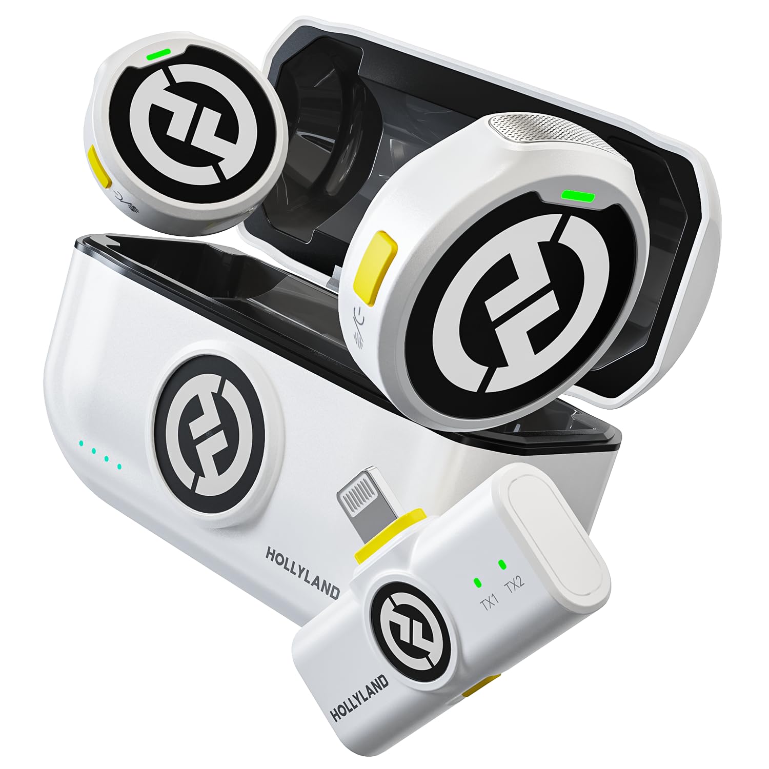 Hollyland Lark M2 Wireless Lavalier Microphone (2TX+1RX) Compatible with Camera, iPhone, Android, PC, 300m LOS Range, Hi-Fi Audio, Noise Cancelling, 40H Duration, Lapel Mic for Livestream Vlog-Black