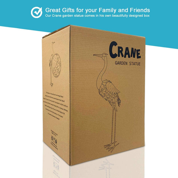 Goodeco 96cm Standing Blue Metal Crane Statue Garden Ornaments - Indoor/Outdoor Heron Garden animal Sculpture Gifts Idea for