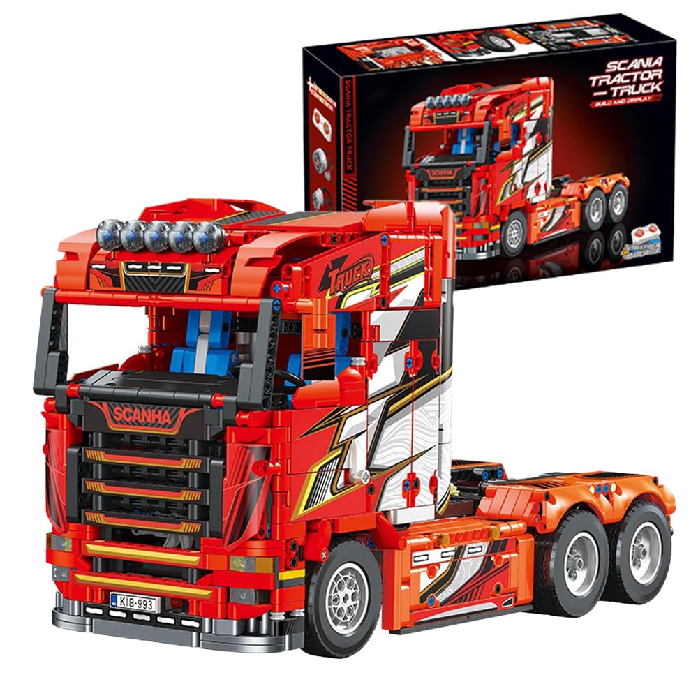 Technology Truck Building Kit, 1708 Pieces Scania Tractor Truck, Construction Toys Vehicle Building Blocks Sets, Truck Model Kits for Adults to Build, Engineering for Kids Series