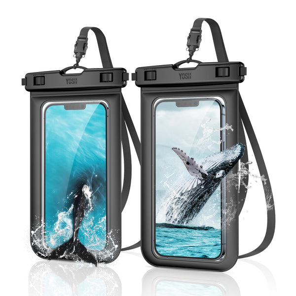 YOSH Waterproof Phone Pouch 2 Pack, 7 inch IPX8 Waterproof Phone Case for Swimming Travel Beach Trip Snorkelling Kayaking, Underwater iPhone Case for iPhone 16 15 14 Pro Max, Samsung S25 S24 Ultra