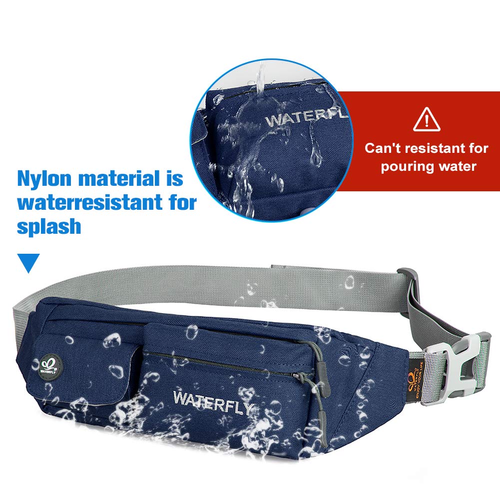 Waterfly Waist Bag Pack Slim Water Resistant Fanny Pack Travel Bum Bag Running Belt for Traveling Cycling Hiking Camping