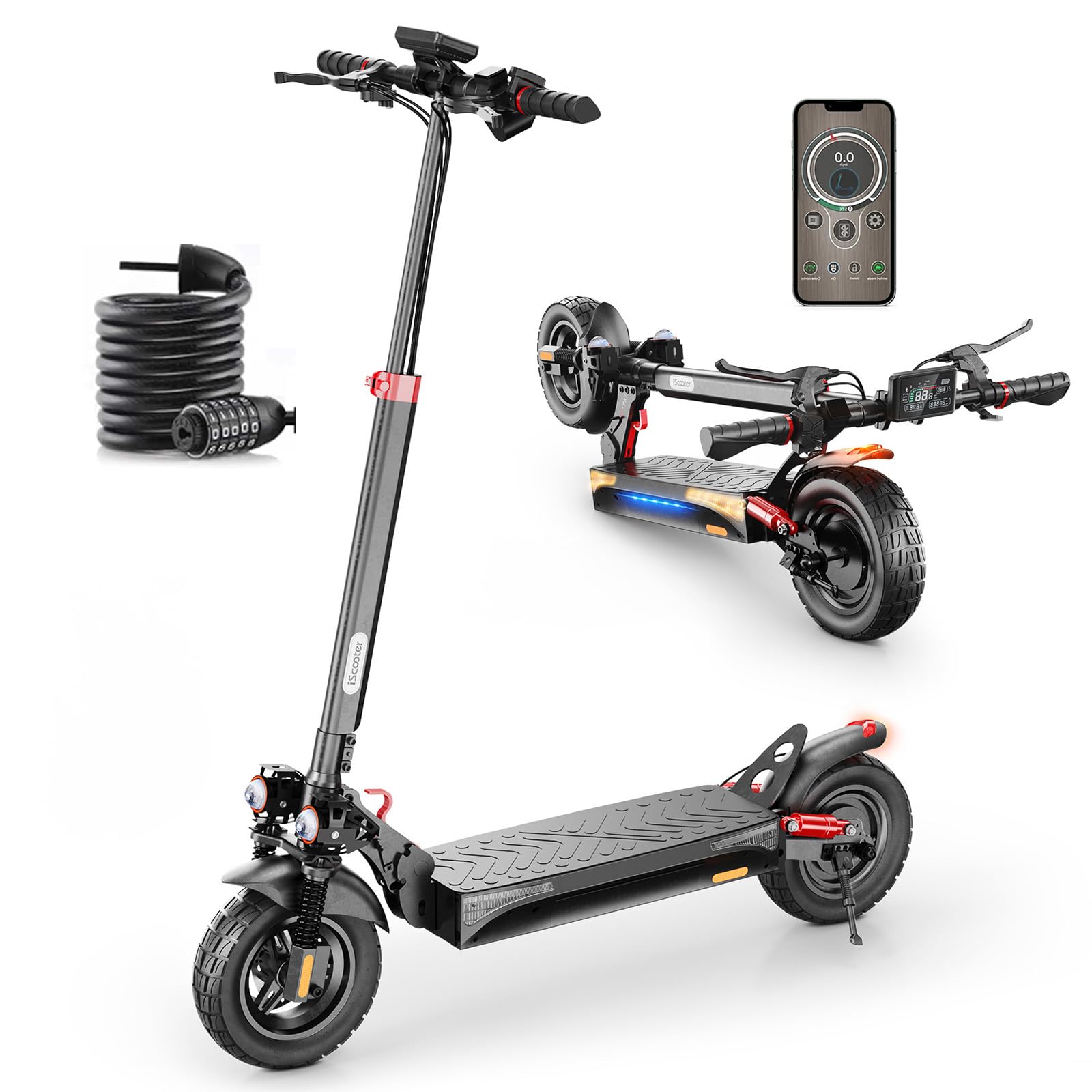 iScooter 45-80KM Range Off-road Electric Scooter,10" Tires iX4/iX7Pro Electric Scooter for Adult with APP Control, Large Capacity Battery, Multiple Speed Modes,4 Shock Suspension Fast E-Scooter