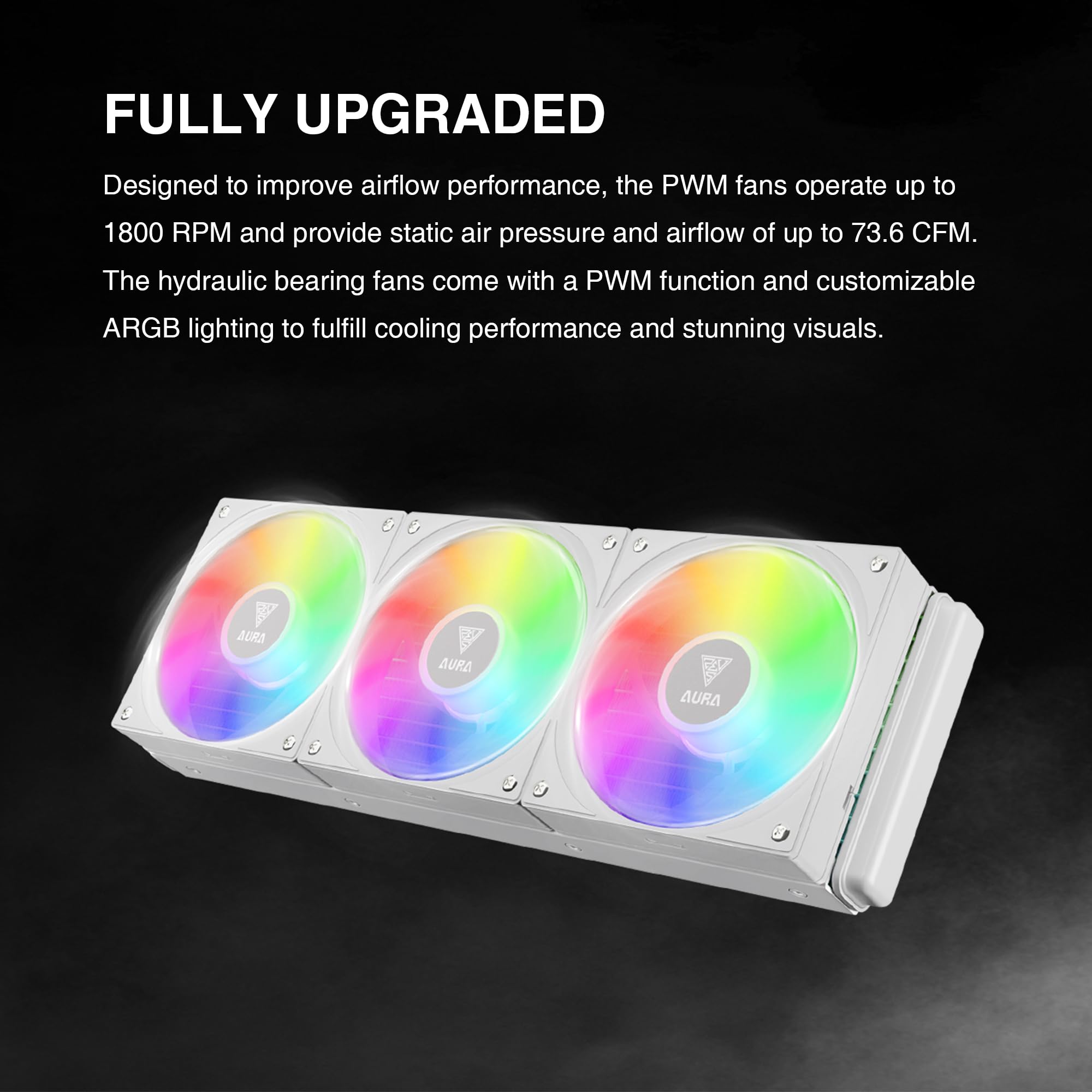 GAMDIAS AURA GL240 V2 AIO, 240mm CPU Liquid Cooler, Easy Cable Routing Design, Rotatable Performance Pump, 2 x 120mm Low-Noise PWM ARGB Fan w/ MB Sync, AMD AM5/AM4；Intel LGA 1851/1700/115x/1200, White