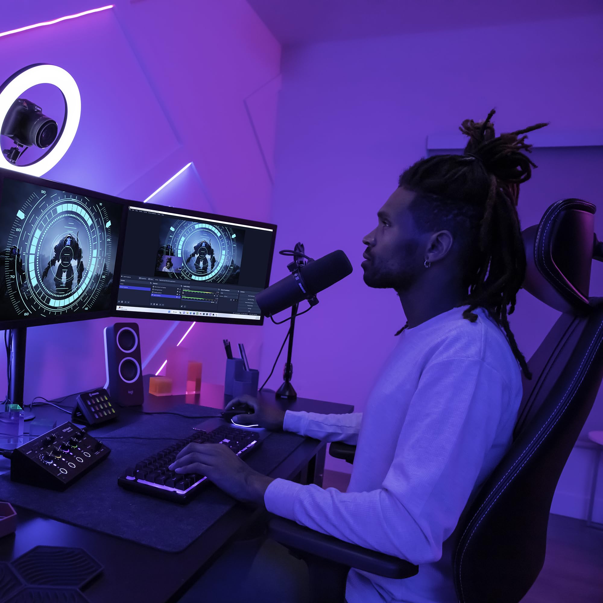 Roland BRIDGE CAST ONE Dual Bus Streaming Mixer Compact Audio Streaming Mixer For Online Gamers & Content Creators 32-Bit Hardware DSP USB-C Windows and Mac Connectivity XLR Mic Support