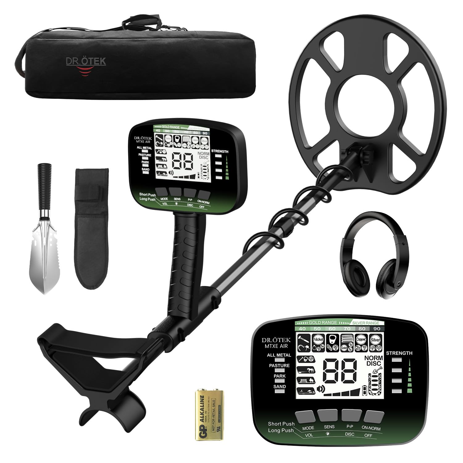 DR.ÖTEK Metal Detector for Adults & Kids, Upgraded Waterproof Gold Detector with Pinpoint & Terrain Modes, One-Click Quick Matching, 6 Modes, Higher Accuracy, Lightweight & Easy to Use