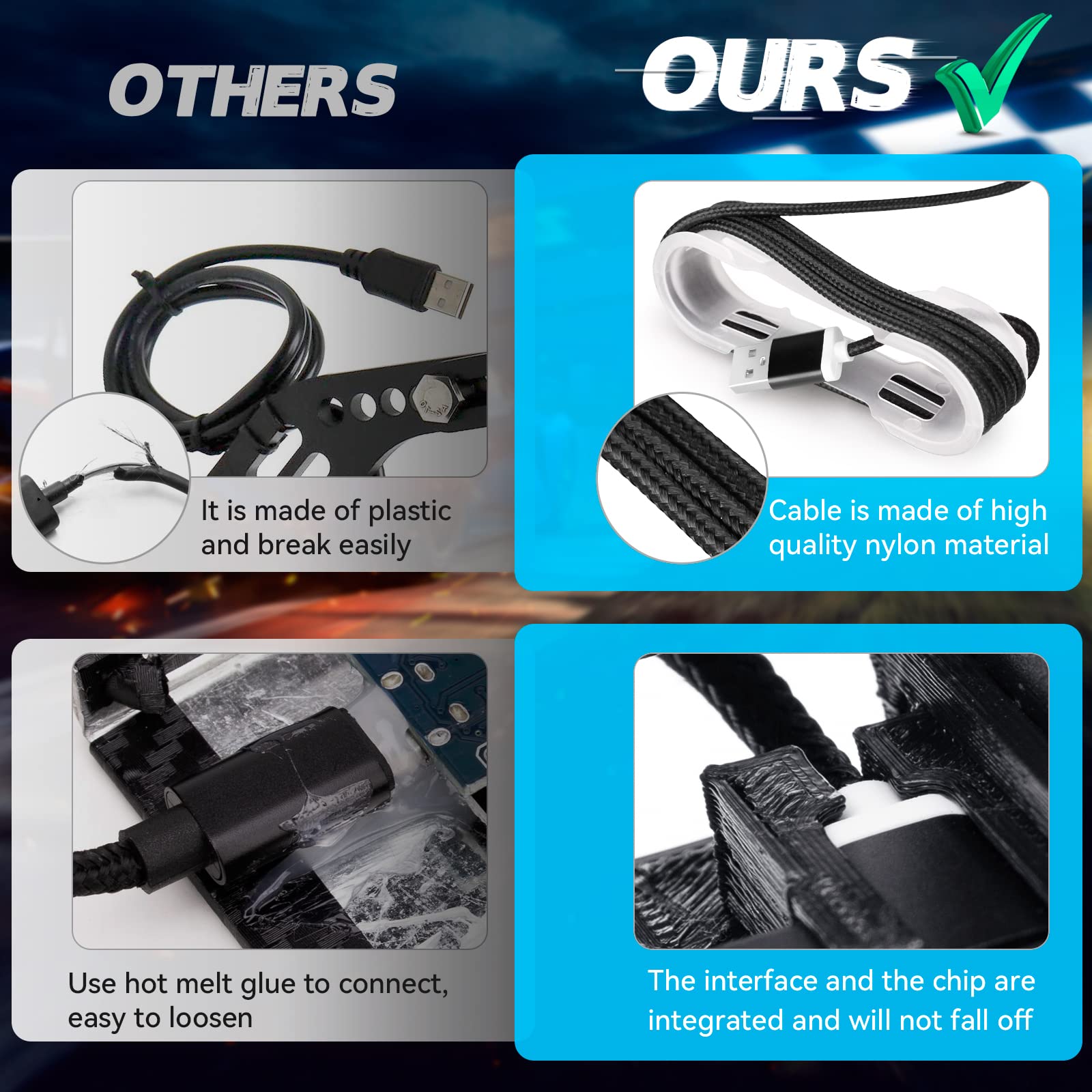 aikeec 64Bit PC USB Handbrake, Upgrade SIM Racing Games Handbrake for LO GITECH G25 G27 G29 T500 T300 THRUST MASTER FANATECOSW DIRT RALLY, 2M Nylon Cable/Reinforced Spring/Red+Clamp