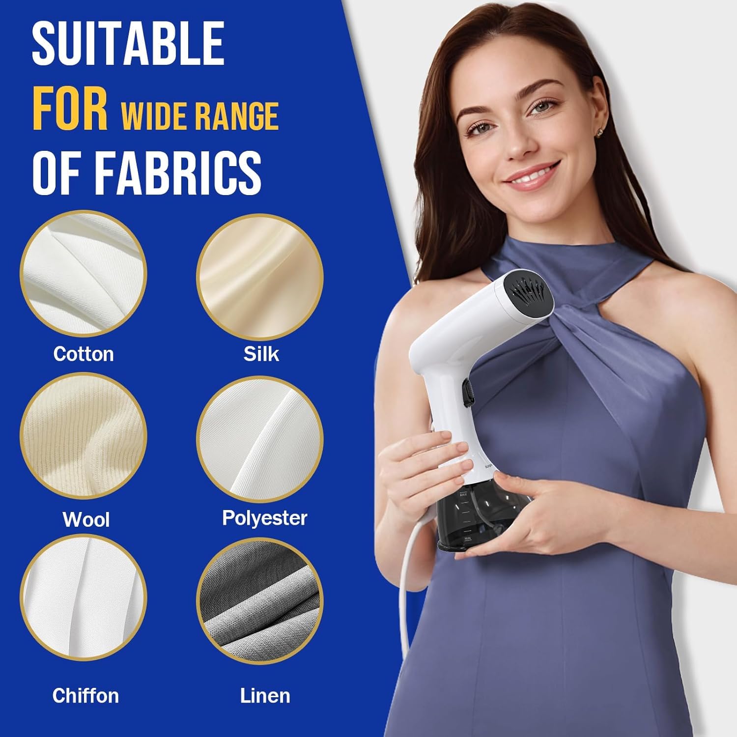 Rolipo Clothes Steamer, Garment Steamer for Wrinkle Removal, Upgraded 400ml Water Tank, 3rd Generation Panel, Handheld Steamer Clothing for Home,