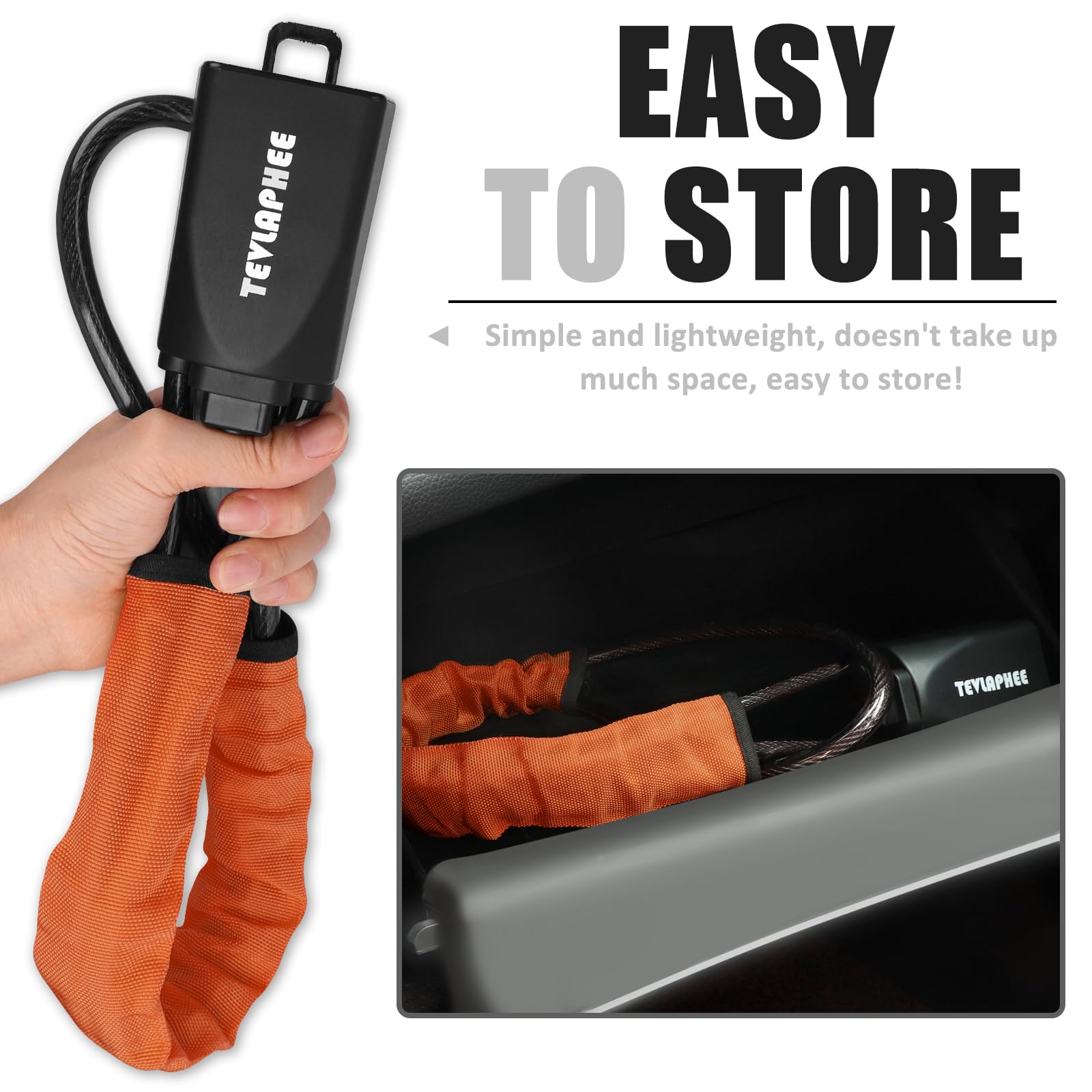 Tevlaphee Steering Wheel Lock, Steering Lock, Car Steering Wheel Locks, Steering Wheel to Seat Belt Lock, High Visibility Car Lock Anti-Theft Device, Heavy Duty, Universal Fit, 3Keys (Green)