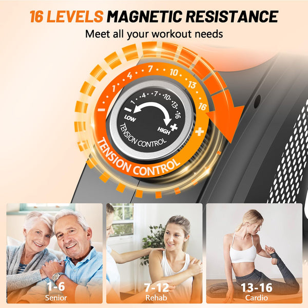 VANNECT Recumbent Exercise Bike for Home Use, 16 Level Resistance Recumbent Bike with 400LBS Weight Capacity, Upgraded Magnetic Recumbent Bikes with Smart APP& LCD Monitor, Adjustable Seat