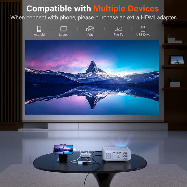 [Netflix Official & Auto Focus/Keystone] Smart Projector 4K Support, VOPLLS 25000L Native 1080P WiFi 6 Bluetooth Outdoor Projector, 50% Zoom Home Theater Movie Projectors for Bedroom/iOS/Android/PPT
