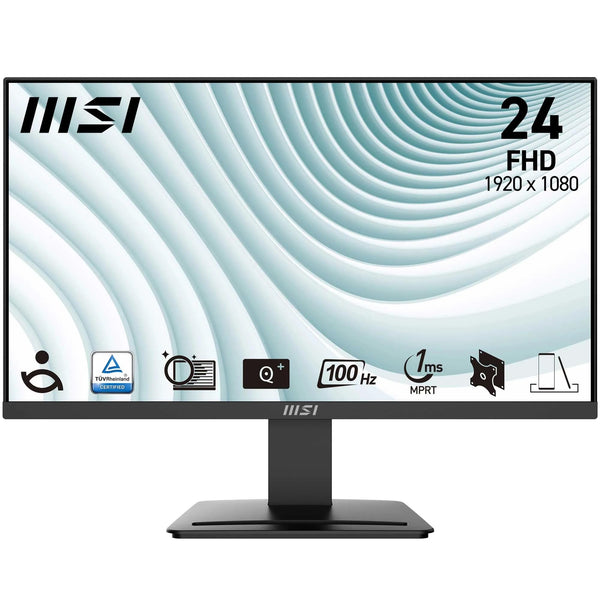 MSI PRO MP251 24.5 Inch Full HD Office Monitor - 1920 x 1080 IPS Panel, 100 Hz, Eye-Friendly Screen, Built-in Speakers, Tilt-Adjustable - HDMI 1.4b, D-Sub (VGA)