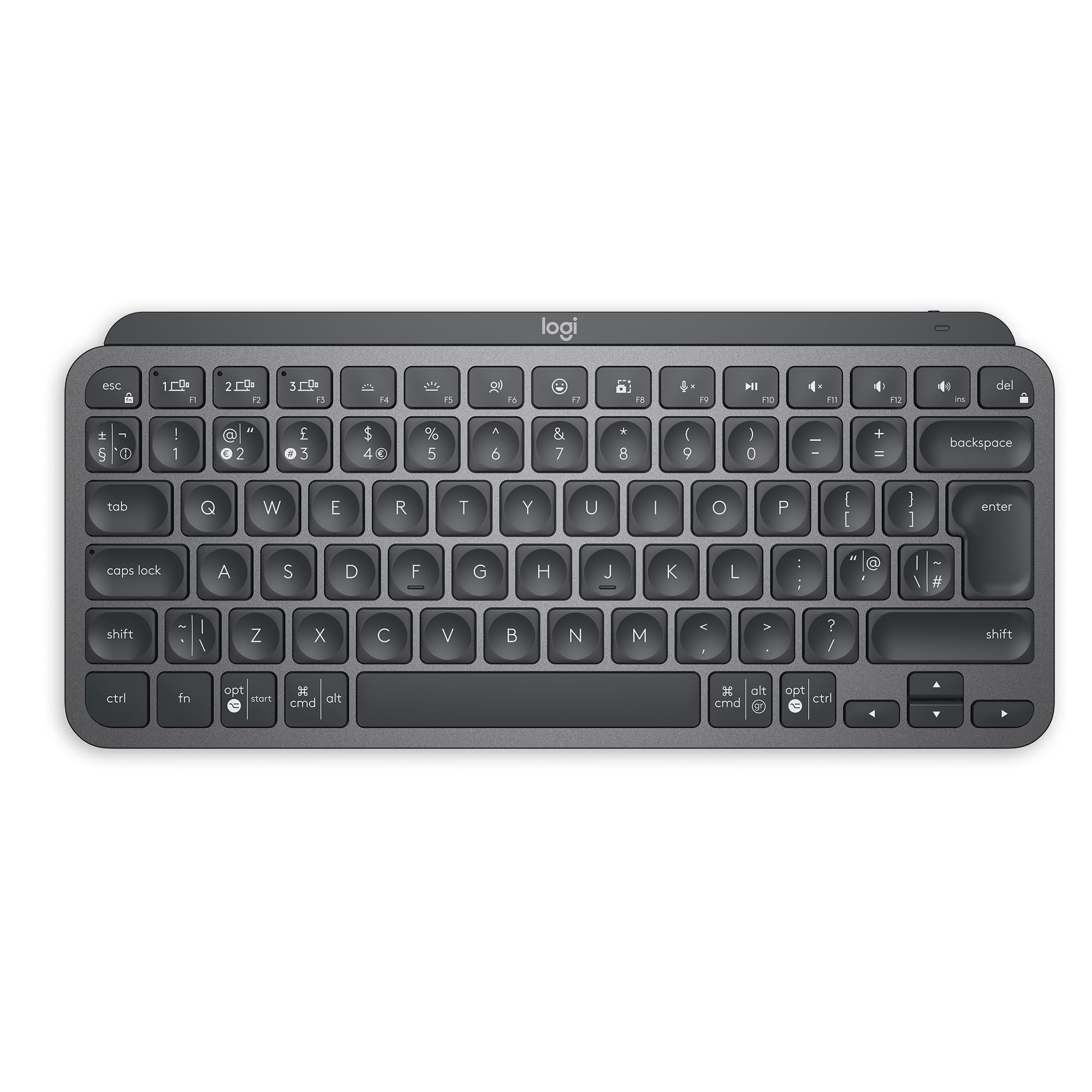 Logitech MX Keys Mini Minimalist Wireless Illuminated Keyboard, Compact, Bluetooth, Backlit, USB-C, Compatible with Apple macOS, iOS, Windows, Linux, Android, Metal Build - Graphite