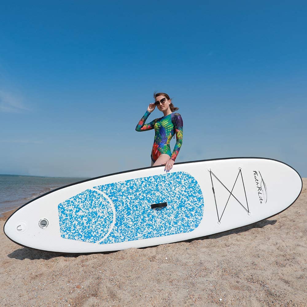 FEATH-R-LITE 10' &11' Inflatable Ultra-Light Stand Up Paddle Board for All Skill Levels Included with SUP, Adj Paddle, Pump, Backpack, Leash
