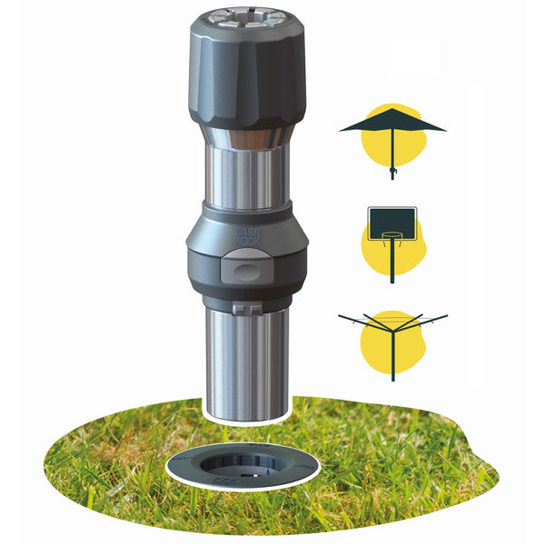 GARD & ROCK - Aluminium stand for center pole umbrella - Suitable for various applications, to be clipped on anchoring bases - Quick Fixation System