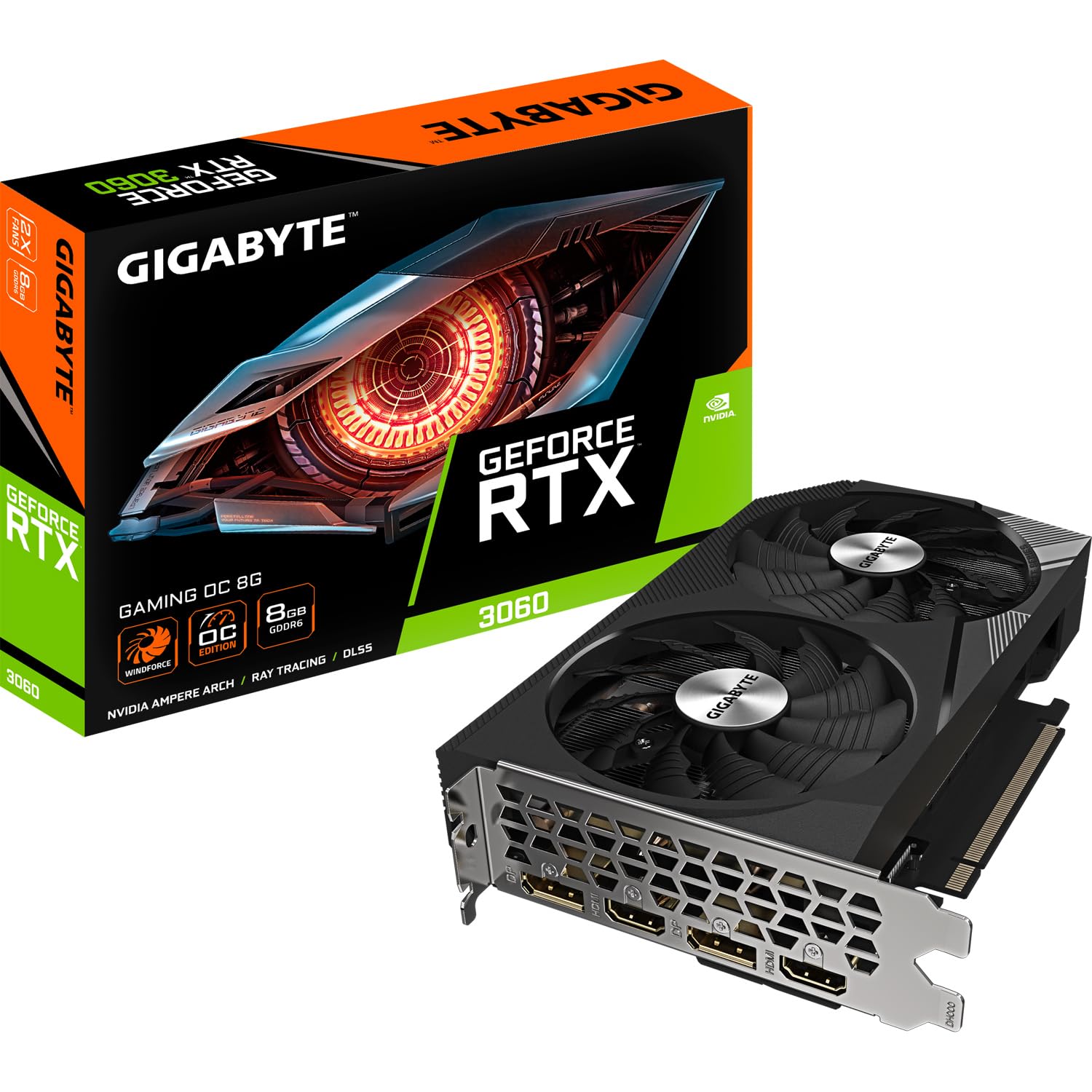 Gigabyte GeForce RTX 3060 Gaming OC 12GB V2 LHR Graphics Card, GV-N3060GAMING OC-12GD V2, Multi-Colour