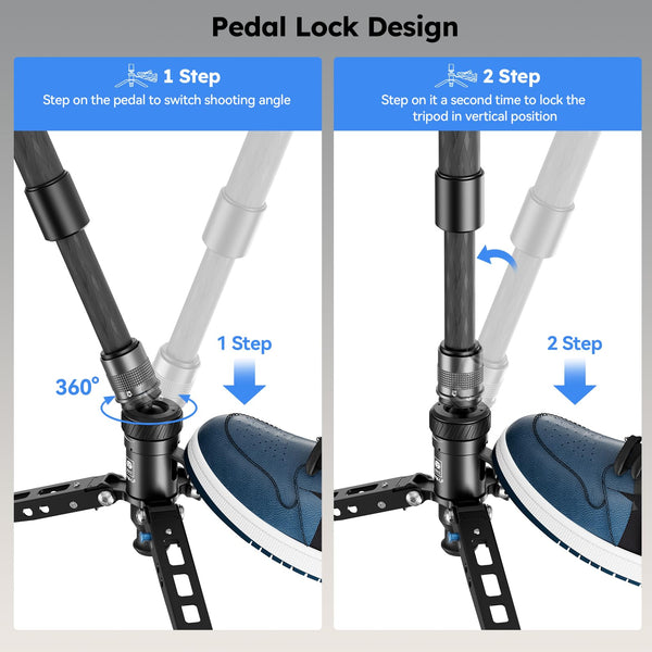 SIRUI SVM-145 Camera Monopod with Feet for Photography, 145cm Carbon Fibre Camera Monopod with Removable Tripod Stand Base, for DSLR, Camcorder, Max Load 10kg