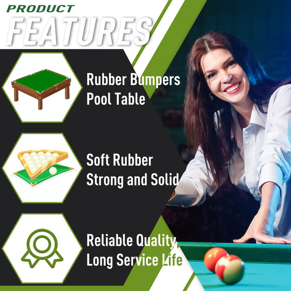 Amylove 6 Pack K66 Rubber Bumpers Pool Table Bumpers Replacement Pool Table Rail Cushions Billiard Rail Rubber Cushions 8 Foot for Billiard Pool Table