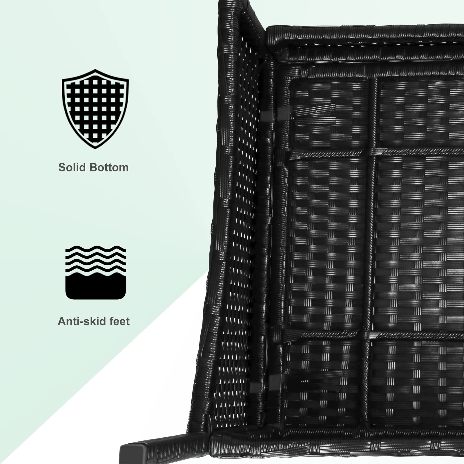 bigzzia Rattan Garden Furniture Set, 4 piece Patio Rattan furniture sofa Weaving Wicker includes 2 Armchairs,1 Double seat Sofa and 1 table (Black)