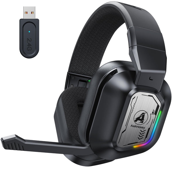 PH4 Wireless Gaming Headset with Microphone, Game/Music Mode, 2.4GHz Bluetooth Gaming Headphones for PS5, PS4, PC, Switch, Low Latency Lossless Sound Foldable Noise Cancelling Black