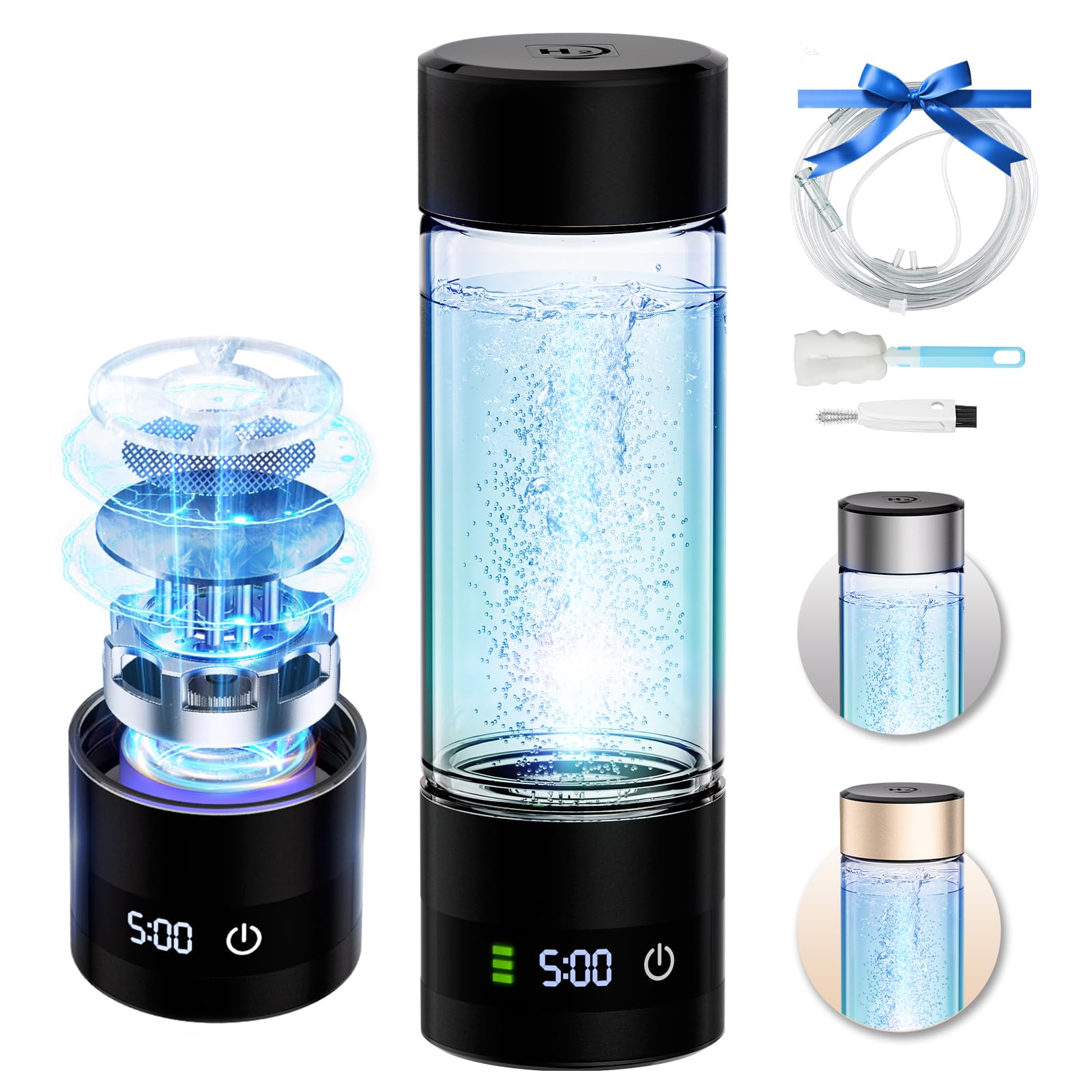 Upgrade 3-in-1 Hydrogen Water Bottle Generator - Industry TOP - 24-Hour Hydrogen Lock | 0 Chlorine & 0 Ozone | 100% Leak-Proof Seal, Hydrogen Water Bottle Generator