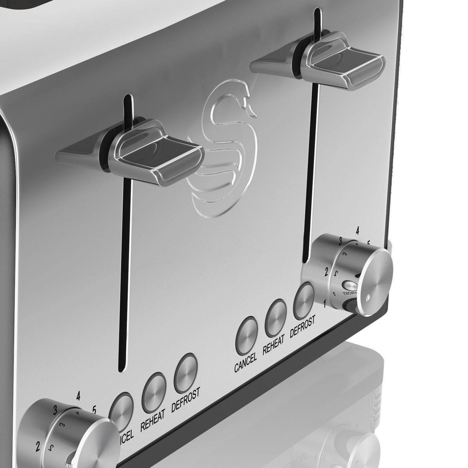 Swan ST19020GRN Retro 4-Slice Toaster with Defost/Reheat/Cancel Functions, Cord Storage, 1600W, Retro Grey