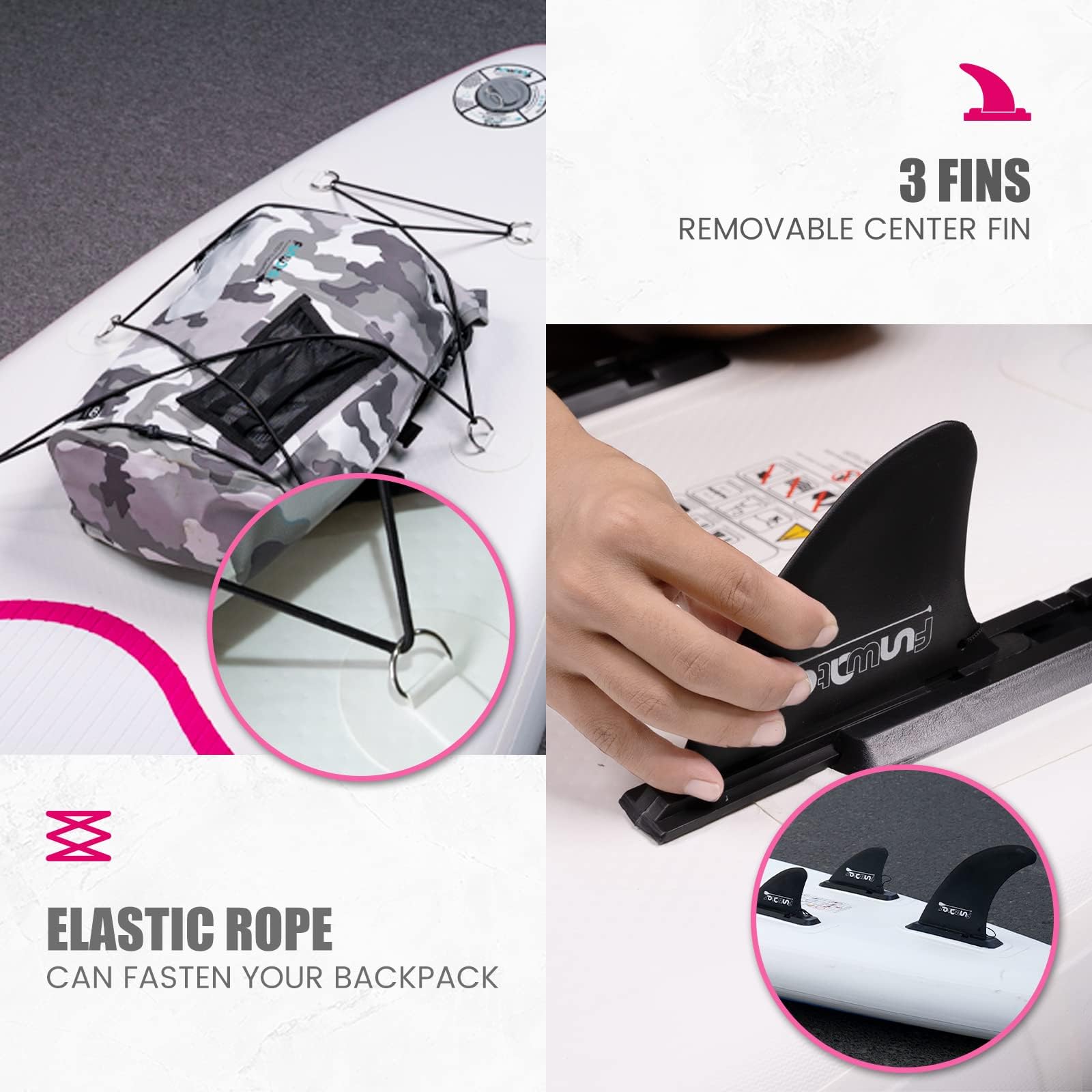 FunWater Inflatable Stand UP Paddle Board Ultra-Light Green Pink Everything Included ISUP, Adj Paddle, Pump, SUP Backpack, Leash, Waterproof Bag, Non-Slip Deckpad Youth