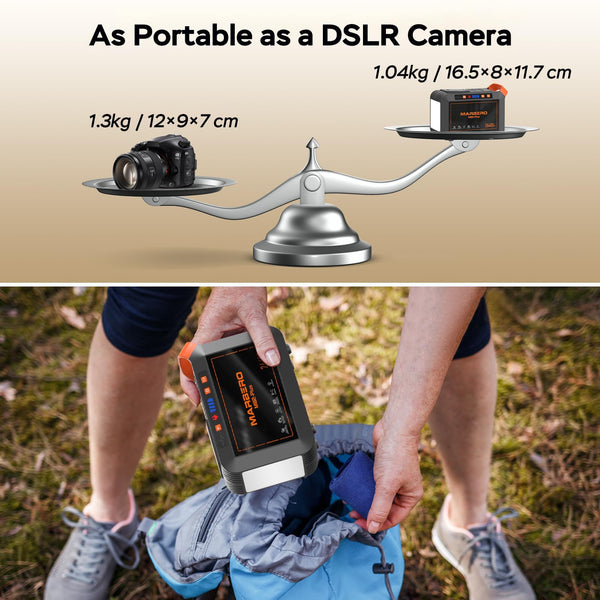 MARBERO Portable Power Station 98Wh Large Battery Pack 100W(150W Peak) Solar Generator Camping Backup with AC Plug Socket with LED Light for Outdoor Adventure RV Trip Home Blackout Emergency