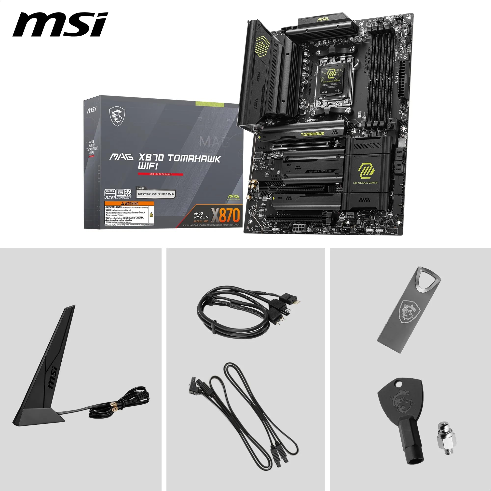 MSI X670E GAMING PLUS WIFI Motherboard, ATX - Supports AMD Ryzen 9000 / 8000 / 7000 Series Processors, AM5 - 80A SPS VRM, DDR5 Memory Boost 7800+ MHz/OC, PCIe 5.0 x16, M.2 Gen5, Wi-Fi 6E