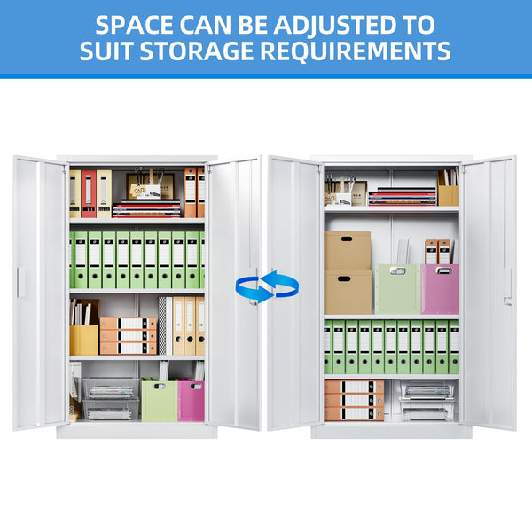 Metal Storage Cabinet with 2 Door and 3 Adjustable Shelves,140X80x40CM Steel Cabinet for Warehouse,Garage,Home,Office,Easy Assemble Required(Black/White)