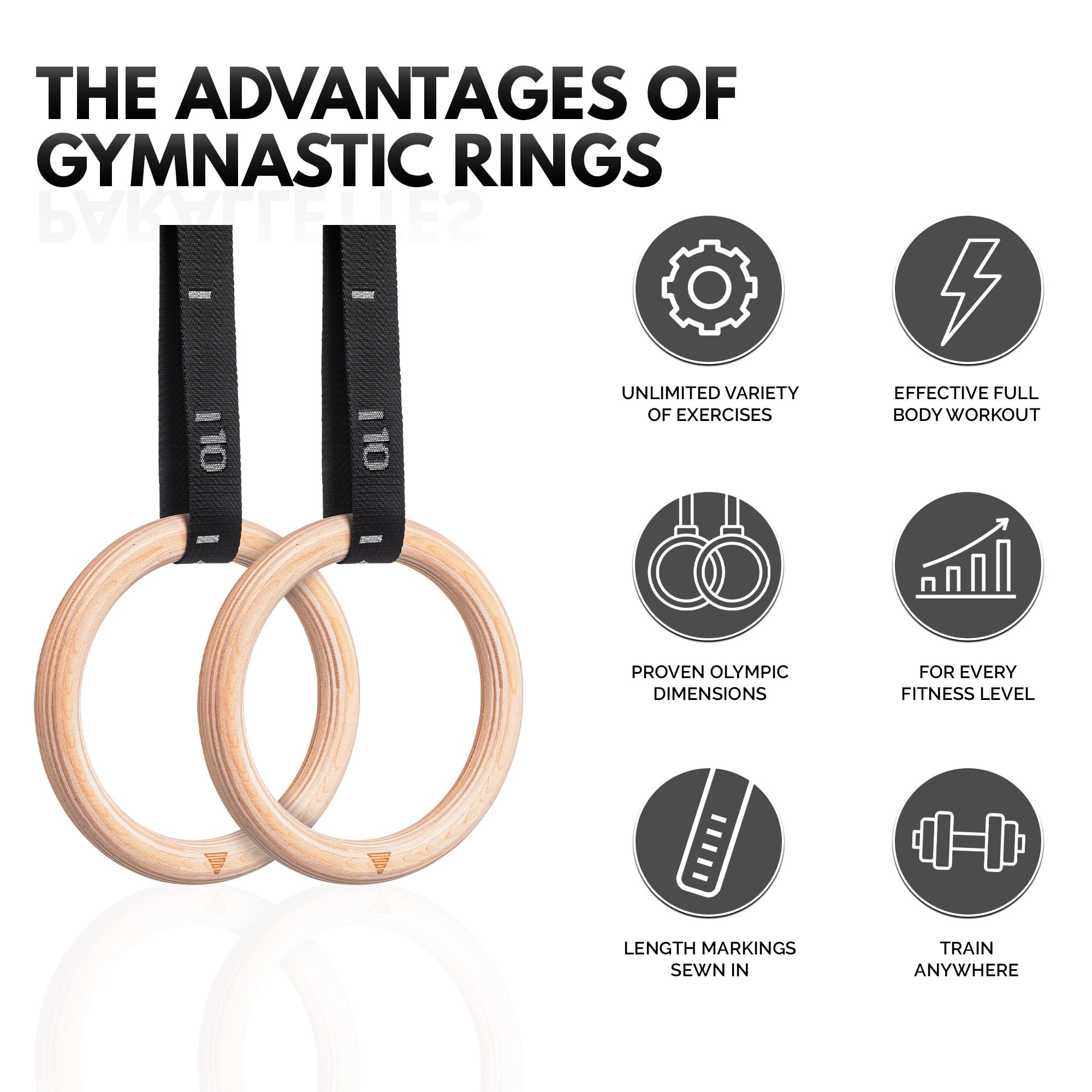 GORNATION Wooden Gym Rings, Premium Calisthenics & Fitness Equipment for Indoor, Outdoor & Gym Workouts, Adjustable Straps for Muscle-Ups, Pull-Ups &