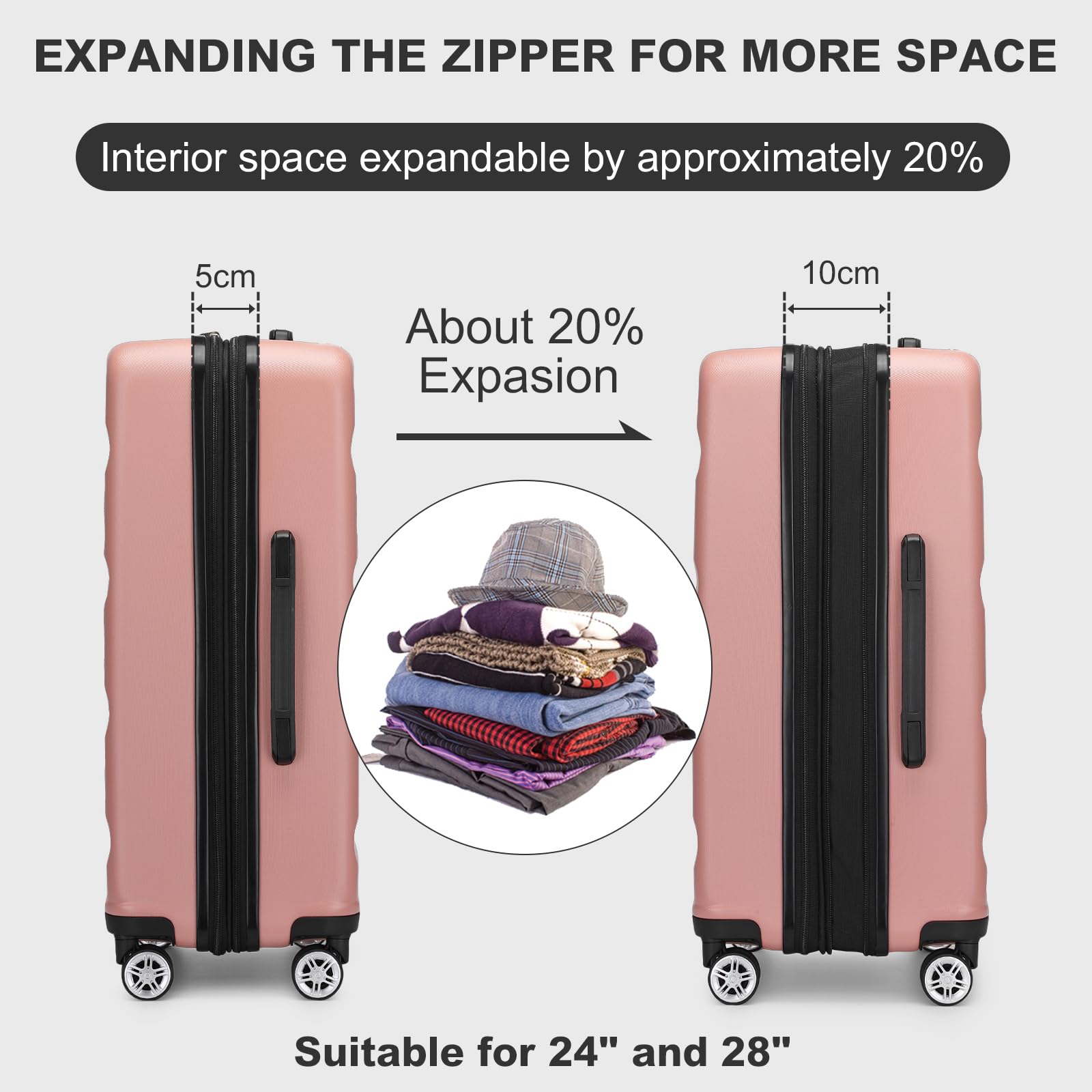Kono Lightweight 28" Large Suitcase | Hard Shell with TSA Lock | 4 Dual Spinner Wheels | Expandable Design for Easy Travel | Perfect for Business & Vacation (Cream White,75x47.5x29.5cm)
